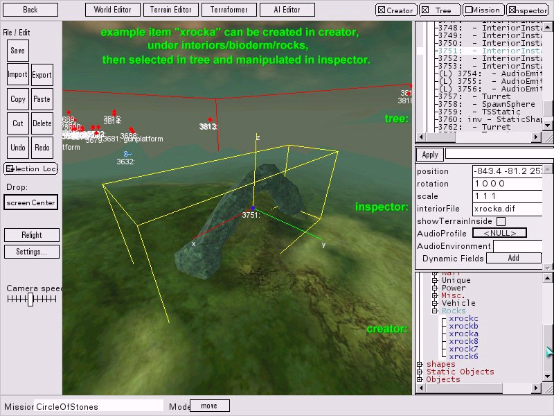 Editor view showing an object selected with its manipulation gizmo
